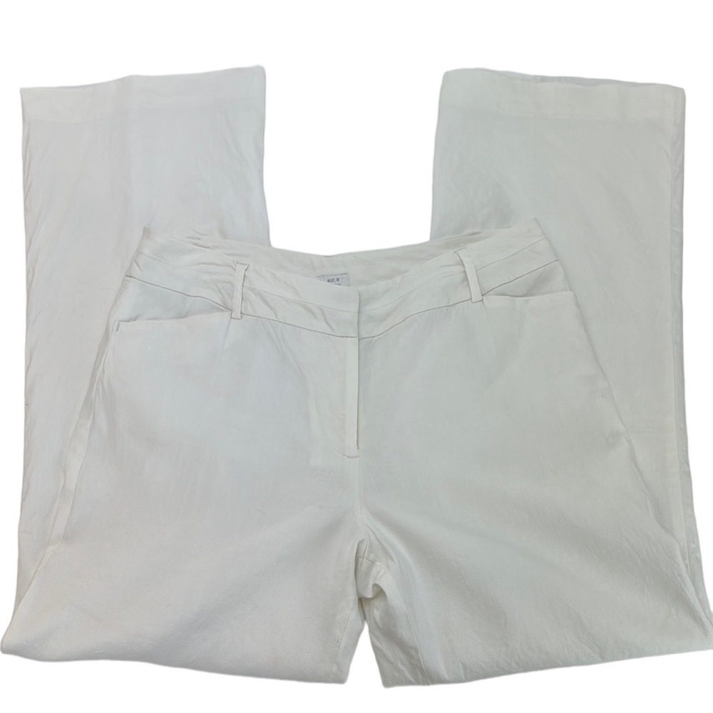 Apt. 9 Stretch White Linen Blend Wide Leg Pants 12 Lined High Rise